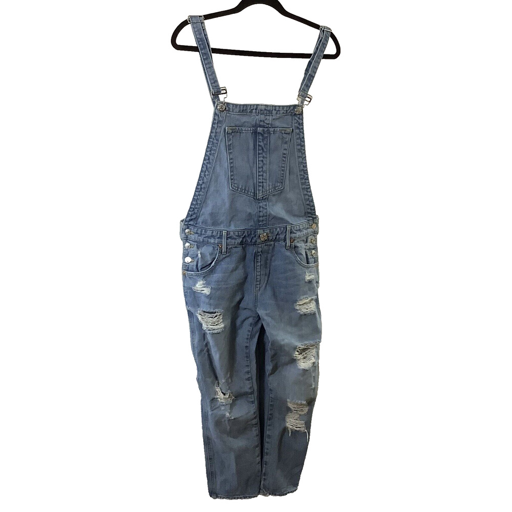 True Religion Women Denim Distressed Jeans Katie Overalls Medium